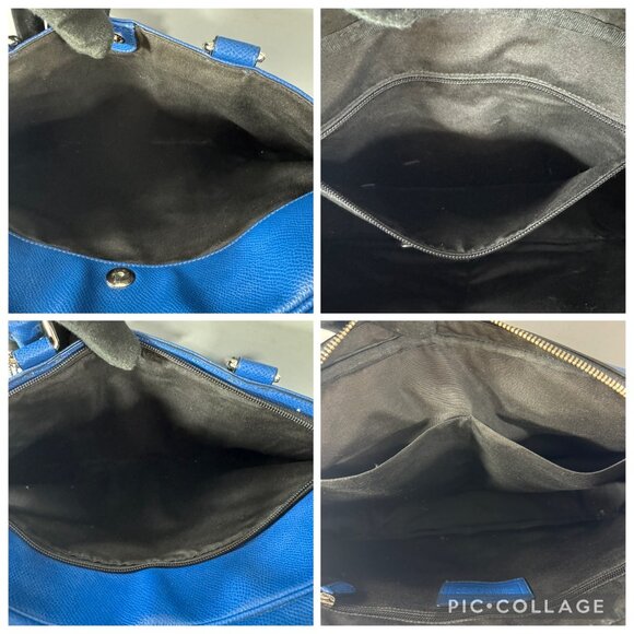 Coach F71681 Slim Cross Grain Men's Leather Briefcase/Handbag/Shoulder Bag, Blue - Picture 12 of 13